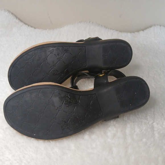 Ralph Lauren Kiana Leather Thong Sandals Black Size 7B - Picture 7 of 10